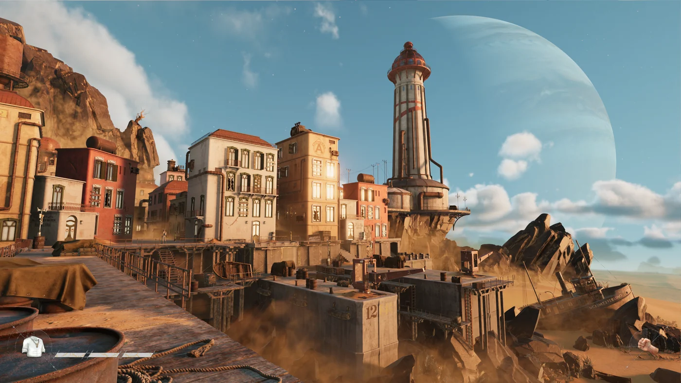 A Trampler arriving at a ruined island in SAND: Raiders of Sophie